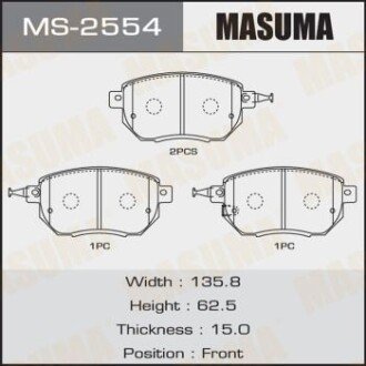 Колодки гальмівні передн Nissan Murano, Qashqai 2.5, 3.5 (07-) (MS-2554) MASUMA MS2554