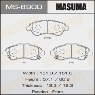 Колодки гальмівні передн Honda CR-V (07-16) (MS-8900) MASUMA MS8900