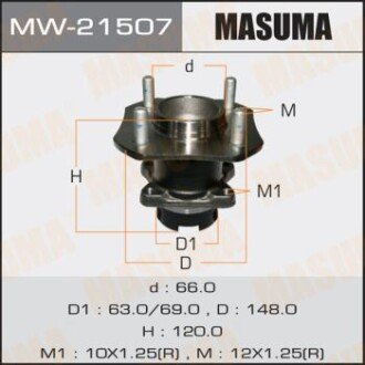 Маточина колеса заднього у зборі з підшипником Nissan Tida (07-) (с ABS) (MW-21507) MASUMA MW21507