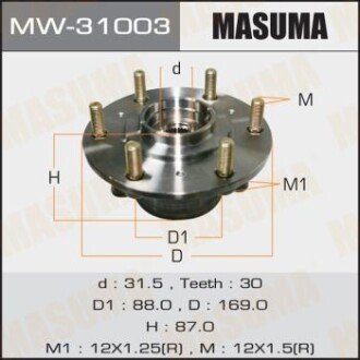 Маточина колеса переднього у зборі з підшипником Mitsubishi L200 (07-), Pajero Sport (08-) (MW-31003) MASUMA MW31003