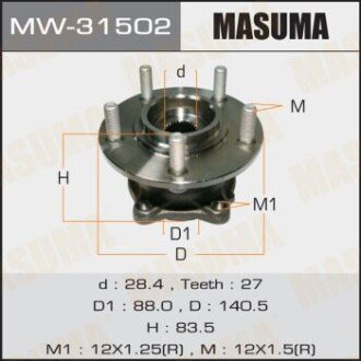 Маточина колеса заднього у зборі з підшипником Mitsubishi Outlander (06-12) 4WD (с ABS) (MW-31502) MASUMA MW31502