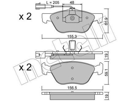 Комплект гальмівних колодок (дискових) Metelli 22-0083-0