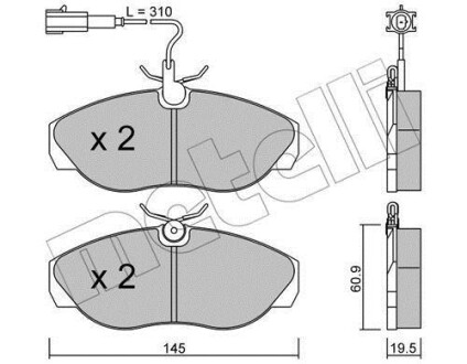 Комплект гальмівних колодок (дискових) Metelli 22-0154-1