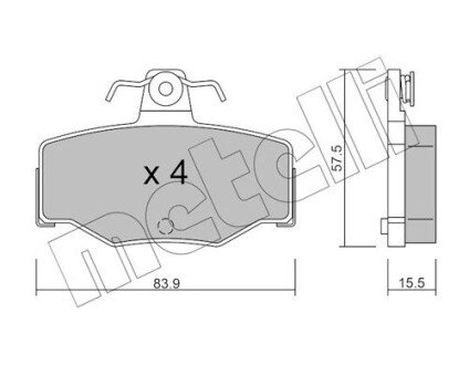 Комплект гальмівних колодок (дискових) Metelli 22-0199-0