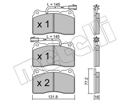 Комплект гальмівних колодок (дискових) Metelli 22-0288-0 (фото 1)