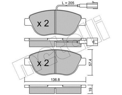 Комплект гальмівних колодок (дискових) Metelli 22-0322-3