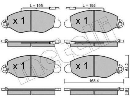 Комплект гальмівних колодок (дискових) Metelli 22-0536-1