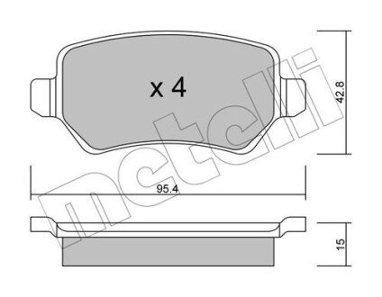 Комплект гальмівних колодок (дискових) Metelli 22-0542-1