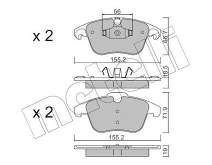 Комплект гальмівних колодок (дискових) Metelli 22-0675-3