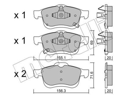 Комплект гальмівних колодок (дискових) Metelli 22-0824-2