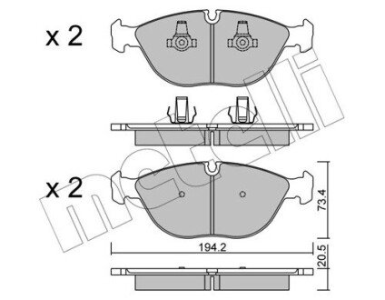 Комплект гальмівних колодок (дискових) Metelli 22-0828-0