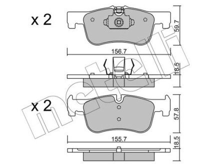 Комплект гальмівних колодок (дискових) Metelli 22-0959-0