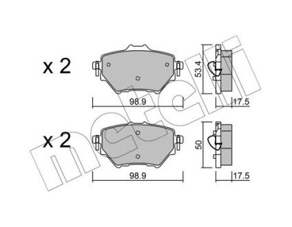 Комплект гальмівних колодок (дискових) Metelli 22-0987-0 (фото 1)