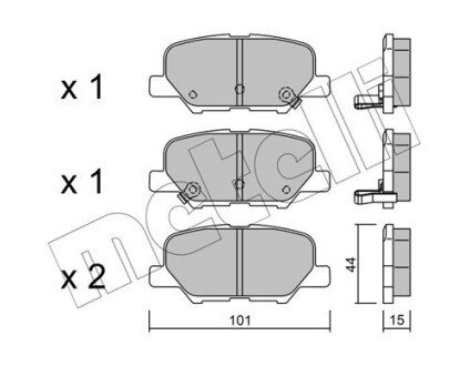 Комплект гальмівних колодок (дискових) Metelli 22-0995-0