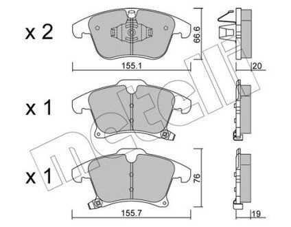 Комплект гальмівних колодок (дискових) Metelli 22-1039-0