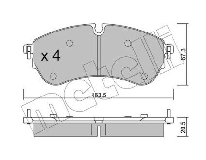 Комплект гальмівних колодок з 4 шт. дисків Metelli 22-1173-0 (фото 1)