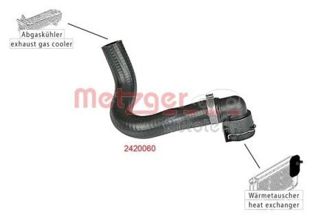 Патрубок системи охолодження гумовий з фітингами MG METZGER 2420060