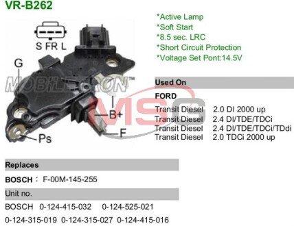 Регулятор генератора VR-B262 MOBILETRON VRB262