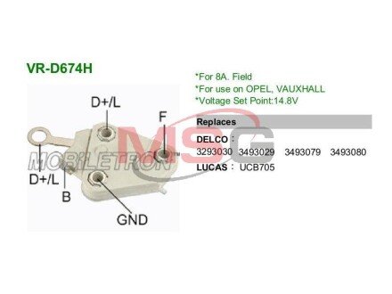 Регулятор напряжения VR-D674H MOBILETRON VRD674H