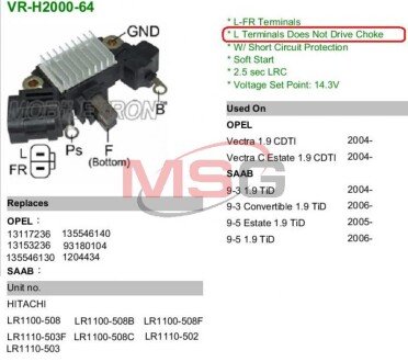 Регулятор напруги генератора MBT MOBILETRON VRH200064