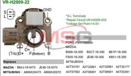 Регулятор генератора VR-H2009-22 MOBILETRON VRH200922