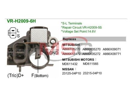 Регулятор генератора VR-H2009-6H MOBILETRON VRH20096H