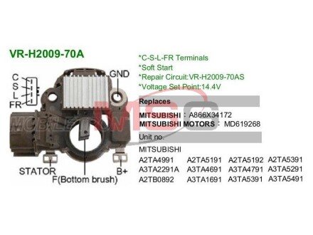 Регулятор генератора VR-H2009-70A MOBILETRON VRH200970A