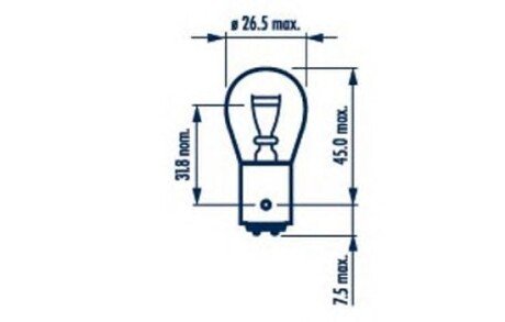 Автолампа P21/5W BAY15d 5 W 21 W прозрачная NARVA 17916