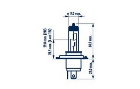 488613000 Лампа H4 12V 60/55W P43T (+50%) RANGE POWER 50+ NARVA 48861