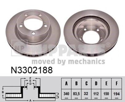 Гальмівний диск NIPPARTS N3302188