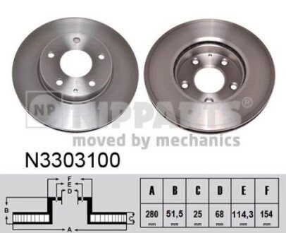 Гальмівний диск NIPPARTS N3303100