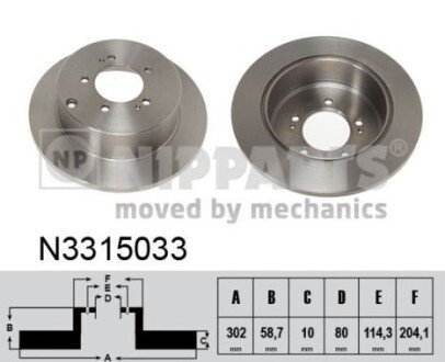 Гальмівний диск NIPPARTS N3315033