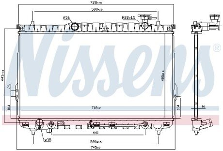 Радіатор охолодження HYUNDAI SANTA FE (SM) (00-) NISSENS 67030