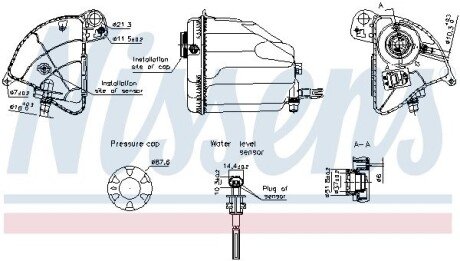 Бачок розширювальний з кришкою BMW 5 series 2009- NISSENS 996358