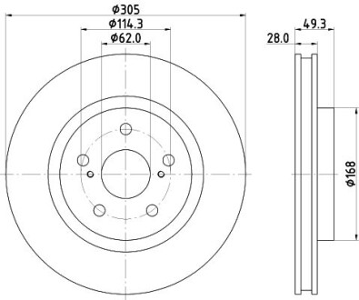 Диск гальмівний передній Toyota Camry (V7) (17-), RAV 4V (_A5) (18-) NISSHINBO ND1128K