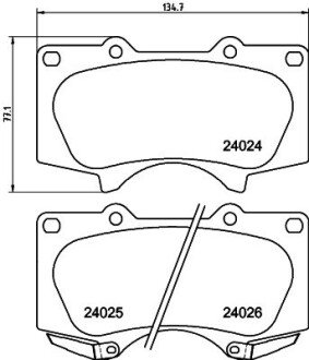 Колодки гальмівні дискові передні Strong Ceramic Mitsubishi Pajero IV (06-)/Toyota LC200 (07-), Hilux VIII (15-) NISSHINBO NP1012SC