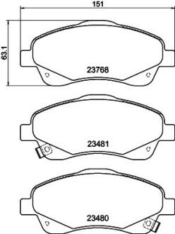 Колодки гальмівні дискові передні Toyota Avensis, Corolla 1.8, 2.0 (03-08) NISSHINBO NP1048