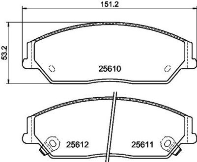 Колодки гальмівні дискові передние Toyota Camry 2.0, 2.5 (11-)/BYD M6, S6 2.0, 2.4 (10-) NISSHINBO NP1052 (фото 1)