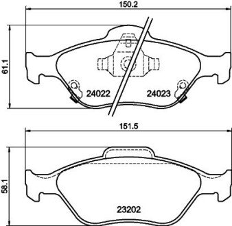 Колодки гальмівні дискові передние Toyota Yaris 1.0, 1.3, 1.4 (05-) NISSHINBO NP1129