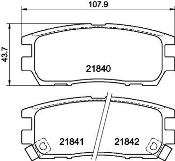 Колодки гальмівні дискові задні Mitsubishi Pajero II 2.6, 2.8, 3.0 (94-00) NISSHINBO NP3002