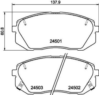 Колодки гальмівні дискові передние Kia Sportage 2.0, 2.4 (04-) NISSHINBO NP6019