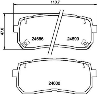 Колодки гальмівні дискові задні Hyundai H-1, ix55 2.5, 3.0 (08-) NISSHINBO NP6033 (фото 1)