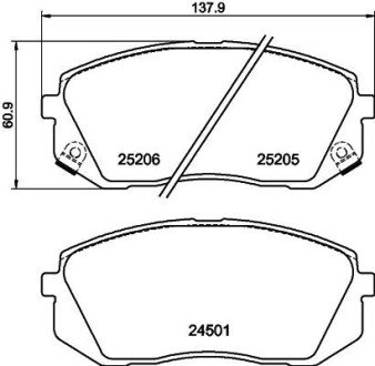 Колодки гальмівні дискові передние Hyundai i40, ix35 1.6, 1.7, 2.0 (11-)/Kia Sportage 2.0, 2.7 (04-) NISSHINBO NP6034 (фото 1)