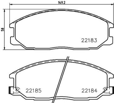 Колодки гальмівні дискові передние Hyundai Santa Fe, H-1/Ssang Yong Actyon, Kyron, Rexton 2.0, 2.4, 2.7 (04-) NISSHINBO NP6109