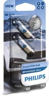 H6W WhiteVision ultra +60% (3100K) B2 12V 6W BAX9s PHILIPS 12036WVUB2