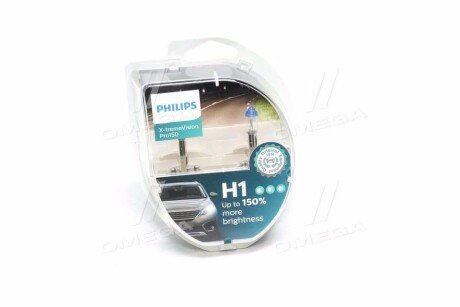 Лампа розжарювання H1 X-tremeVision Pro150 (+150) 12V 55W P14,5s (комплект) PHILIPS 12258XVPS2 (фото 1)