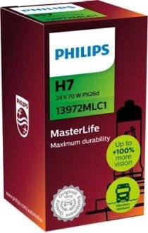 H7 MasterLife 24V 70W PX26d PHILIPS 13972MLC1