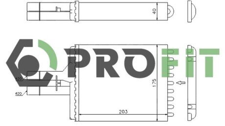 Радіатор пічки PROFIT 1760-0378