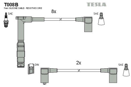 Комплект кабелiв запалювання TES TESLA T008B