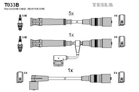 Комплект кабелiв запалювання TES TESLA T033B